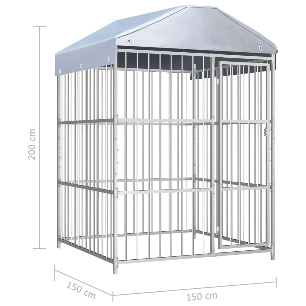 vidaXL Padoc de exterior cu acoperiș pentru câini, 150x150x200 cm vidaXL Padoc de exterior cu acoperiș pentru câini, 150x150x200 cm