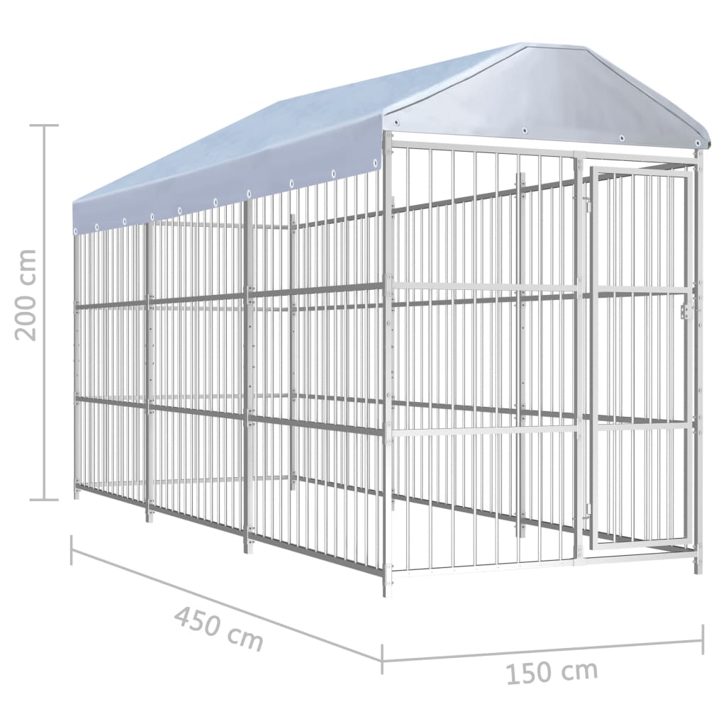 vidaXL Padoc pentru câini de exterior, cu acoperiș, 450x150x200 cm vidaXL Padoc pentru câini de exterior, cu acoperiș, 450x150x200 cm
