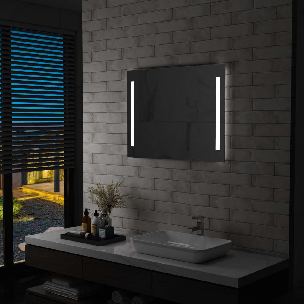 vidaXL Oglindă cu LED de perete pentru baie, 80 x 60 cm vidaXL Oglindă cu LED de perete pentru baie, 80 x 60 cm