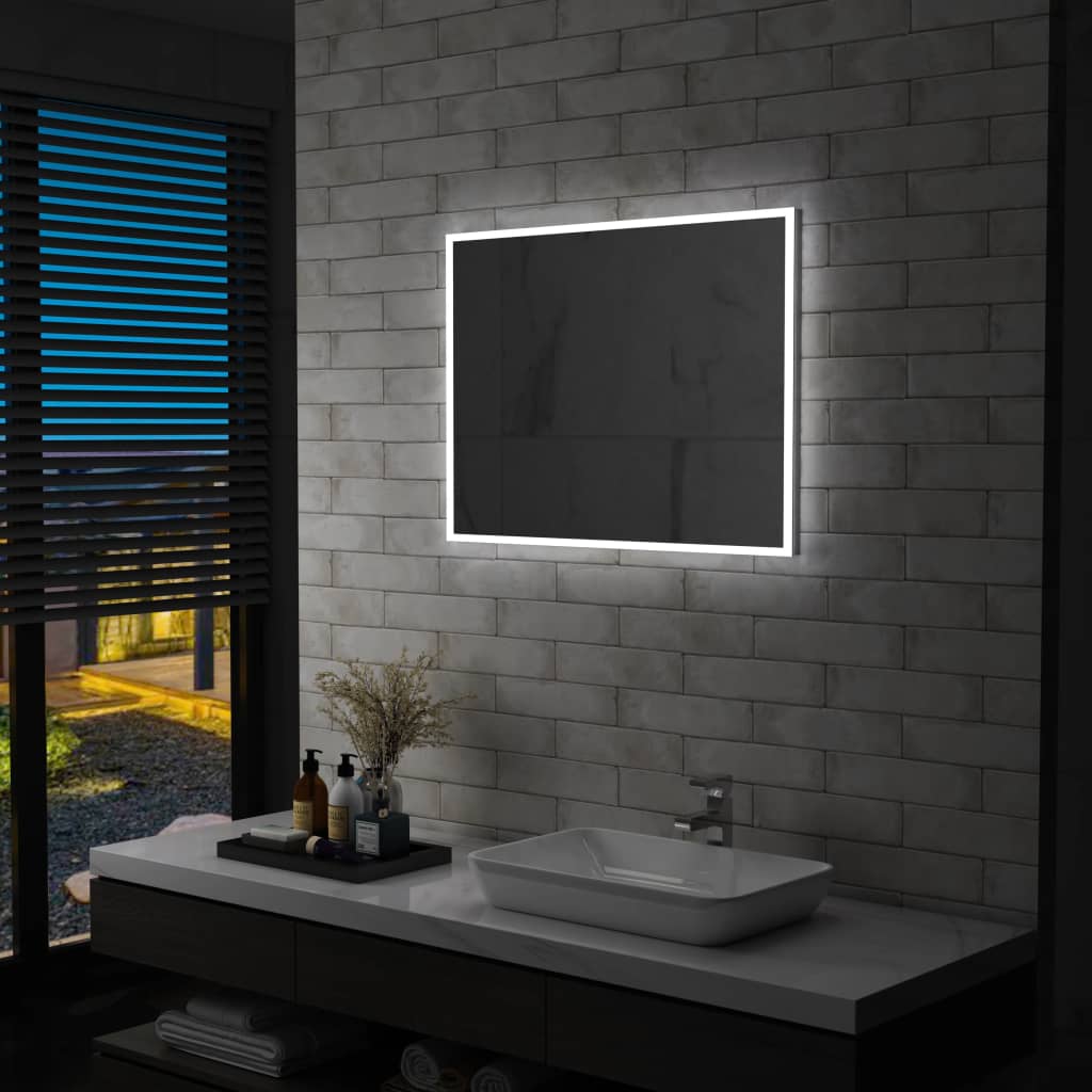 vidaXL Oglindă cu LED de perete pentru baie, 80 x 60 cm vidaXL Oglindă cu LED de perete pentru baie, 80 x 60 cm