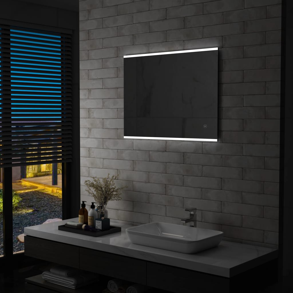 vidaXL Oglindă cu LED de perete de baie, cu senzor tactil, 80 x 60 cm vidaXL Oglindă cu LED de perete de baie, cu senzor tactil, 80 x 60 cm