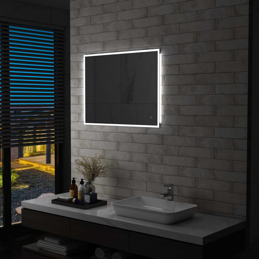 vidaXL Oglindă cu LED de perete de baie, cu senzor tactil, 80 x 60 cm vidaXL Oglindă cu LED de perete de baie, cu senzor tactil, 80 x 60 cm