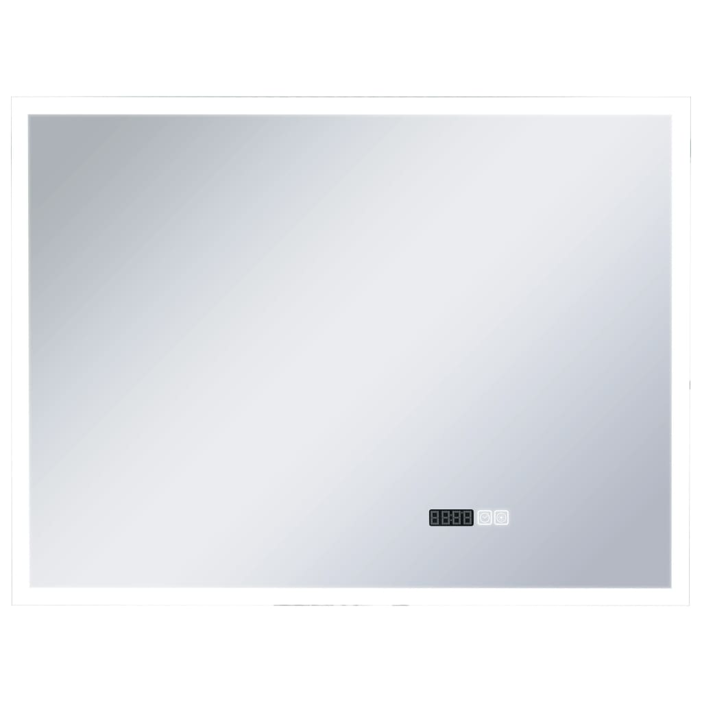 vidaXL Oglindă cu LED de baie cu senzor tactil și afișaj oră, 80x60 cm vidaXL Oglindă cu LED de baie cu senzor tactil și afișaj oră, 80x60 cm