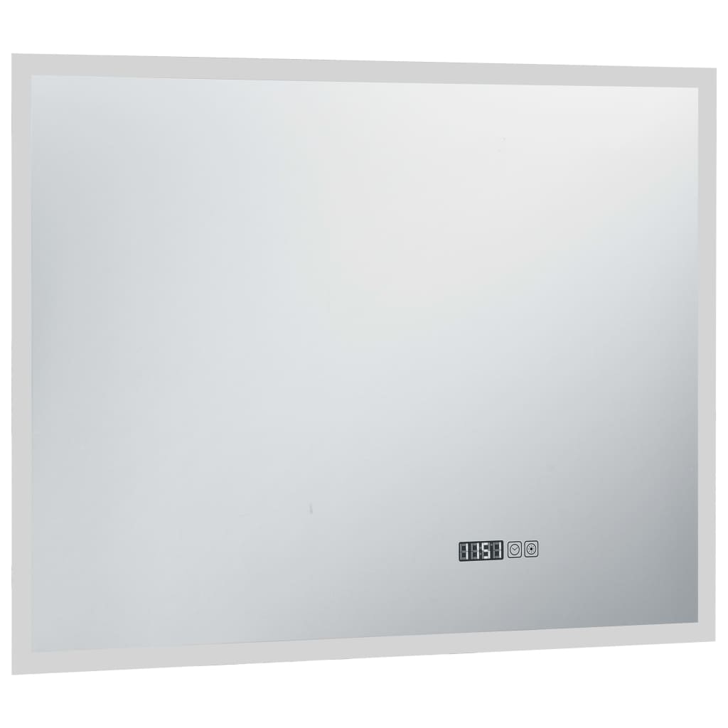 vidaXL Oglindă cu LED de baie cu senzor tactil și afișaj oră, 80x60 cm vidaXL Oglindă cu LED de baie cu senzor tactil și afișaj oră, 80x60 cm