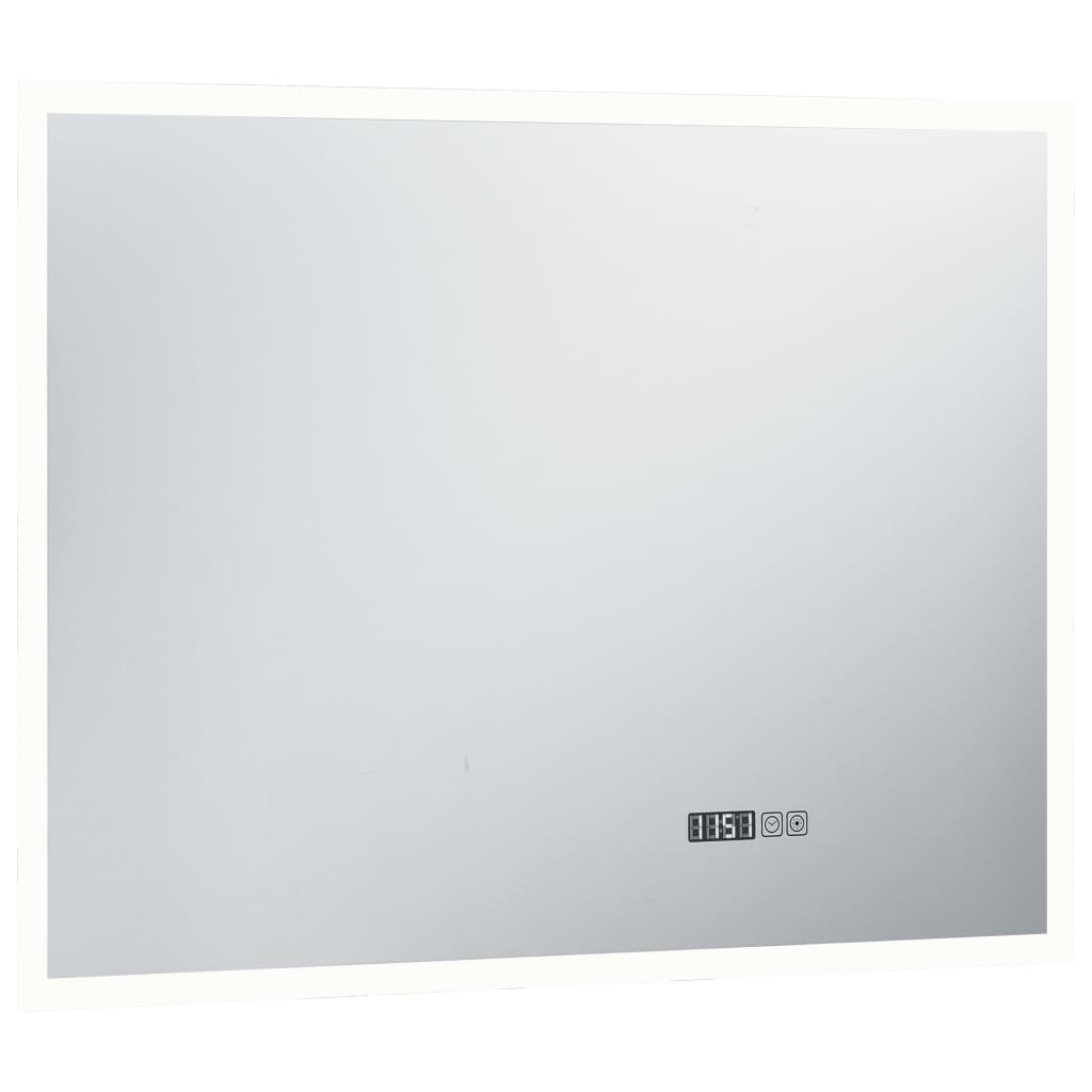 vidaXL Oglindă cu LED de baie cu senzor tactil și afișaj oră, 80x60 cm vidaXL Oglindă cu LED de baie cu senzor tactil și afișaj oră, 80x60 cm