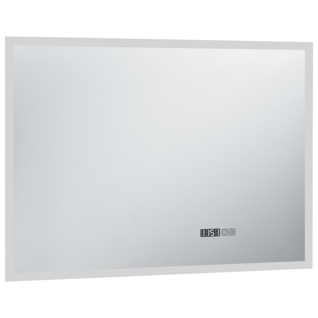 vidaXL Oglindă cu LED de baie cu senzor tactil și afișaj oră 100x60 cm