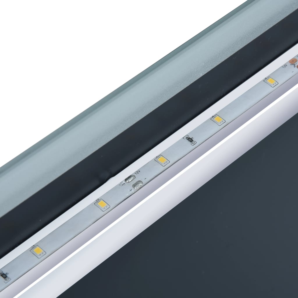 vidaXL Oglindă cu LED de baie cu senzor tactil și afișaj oră 100x60 cm