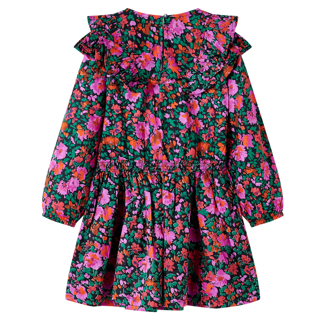 Rochie copii cu mâneci lungi, roz aprins, 104