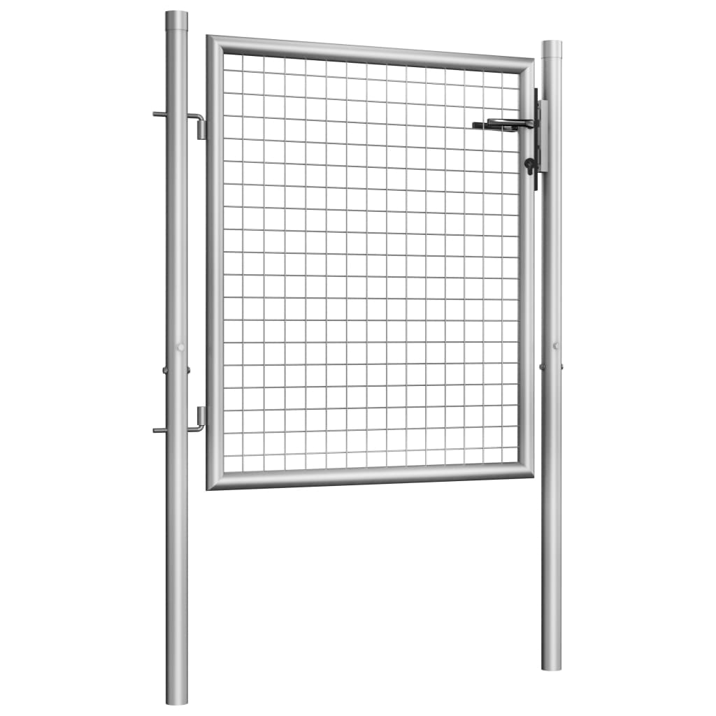 vidaXL Poartă de grădină, argintiu, 105 x 125 cm, oțel galvanizat vidaXL Poartă de grădină, argintiu, 105 x 125 cm, oțel galvanizat