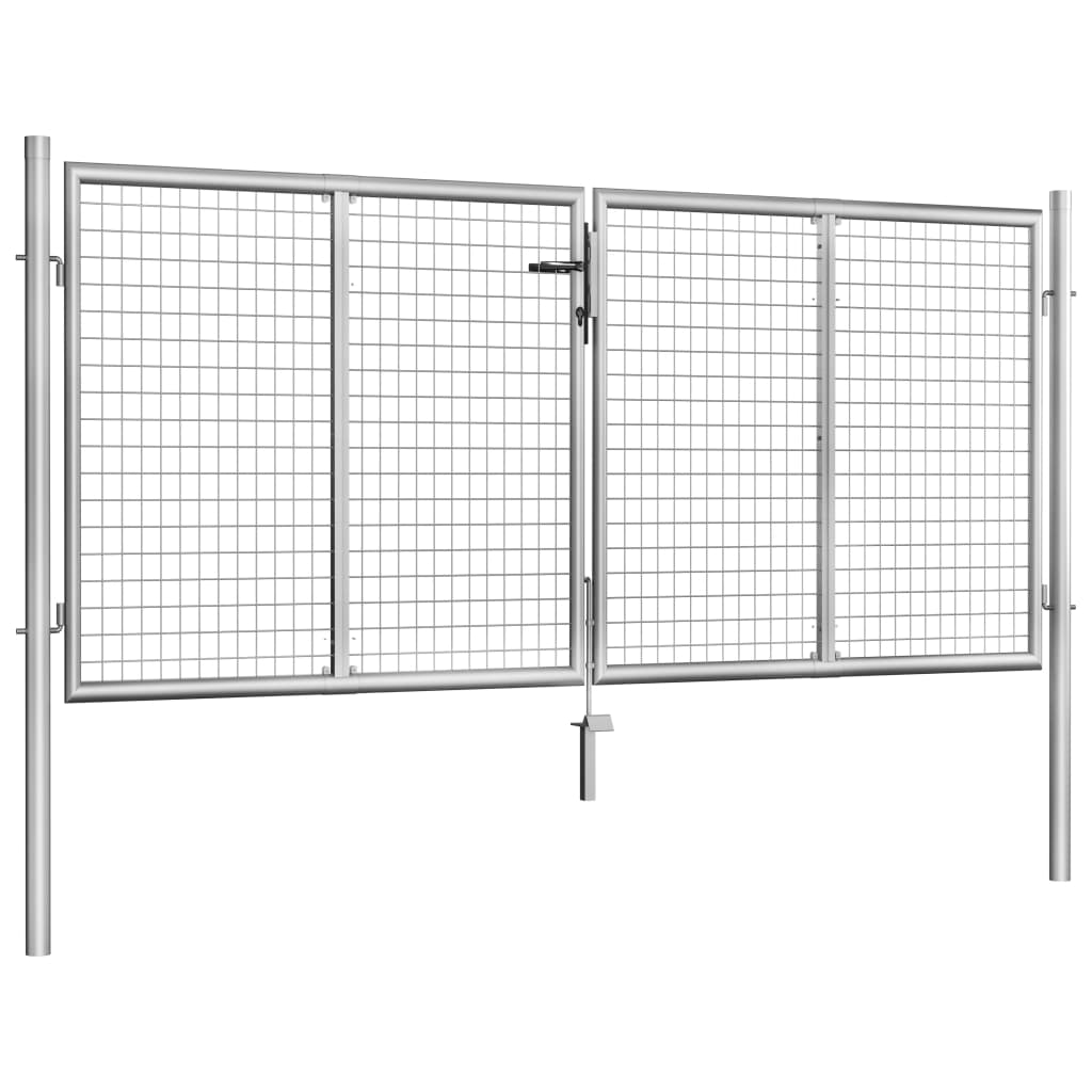 vidaXL Poartă de grădină, argintiu, 306 x 150 cm, oțel galvanizat vidaXL Poartă de grădină, argintiu, 306 x 150 cm, oțel galvanizat