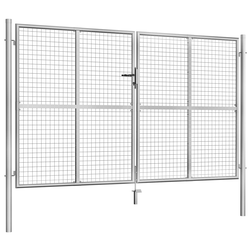 vidaXL Poartă de grădină, argintiu, 306 x 200 cm, oțel galvanizat vidaXL Poartă de grădină, argintiu, 306 x 200 cm, oțel galvanizat