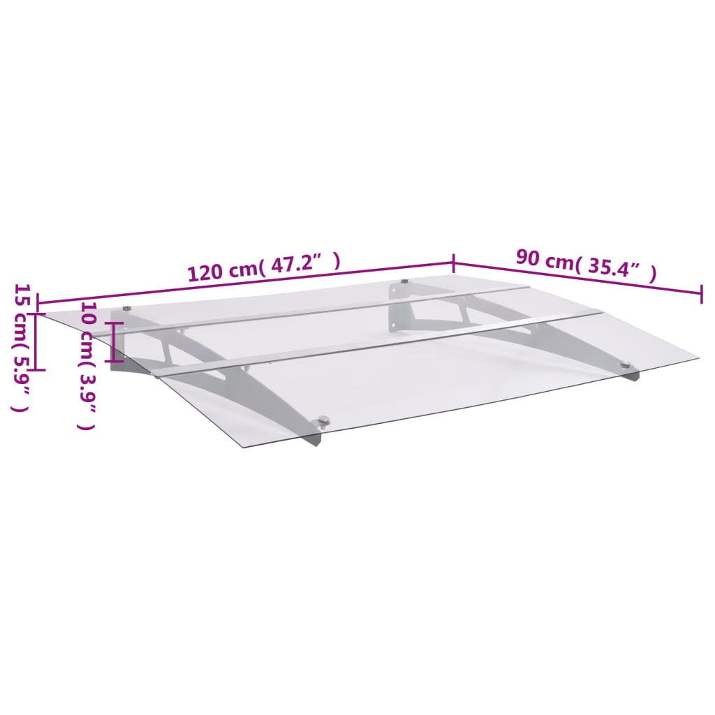 vidaXL Copertină de ușă argintiu și transparent 120x90 cm policarbonat