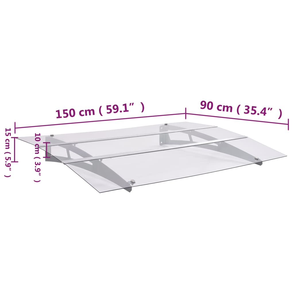 vidaXL Baldachin ușă argintiu și transparent 150x90 cm PET vidaXL Baldachin ușă argintiu și transparent 150x90 cm PET