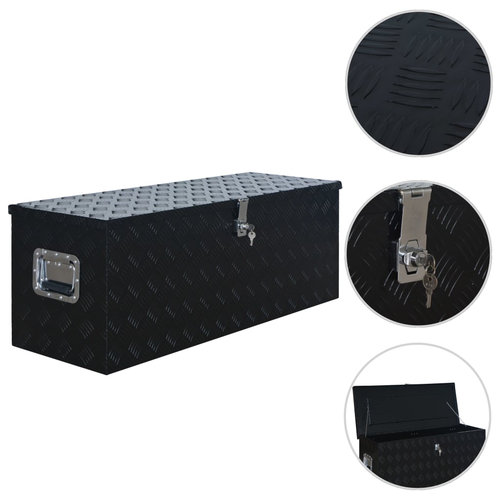 vidaXL Ladă din aluminiu, negru, 1085 x 370 x 400 mm vidaXL Ladă din aluminiu, negru, 1085 x 370 x 400 mm