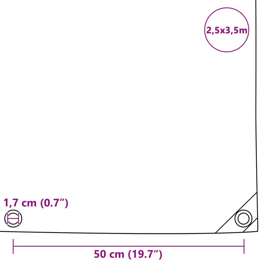 vidaXL Prelată, gri, 2,5 x 3,5 m, 650 g/m²