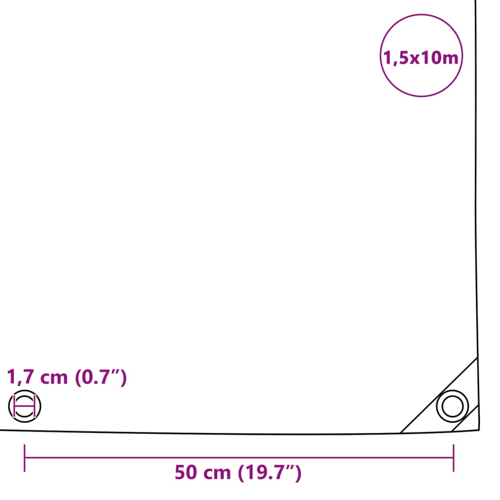 vidaXL Prelată, alb, 1,5 x 10 m, 650 g/m²