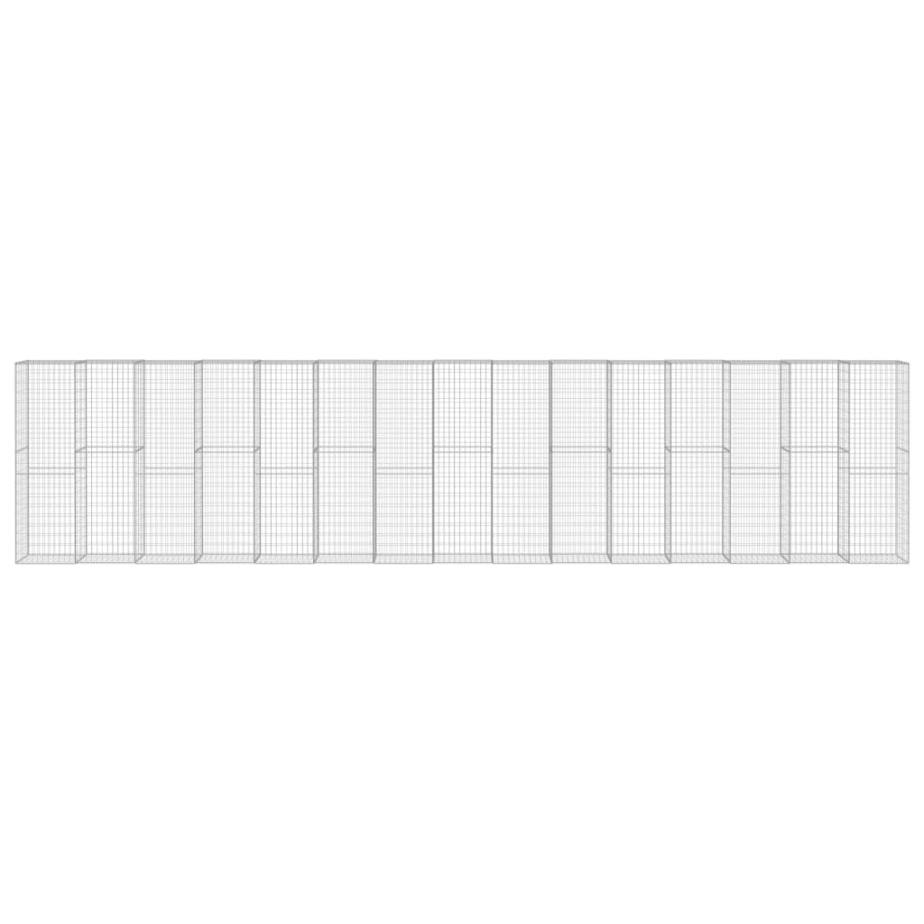 vidaXL Perete gabion cu capace, 900 x 50 x 200 cm, oțel galvanizat