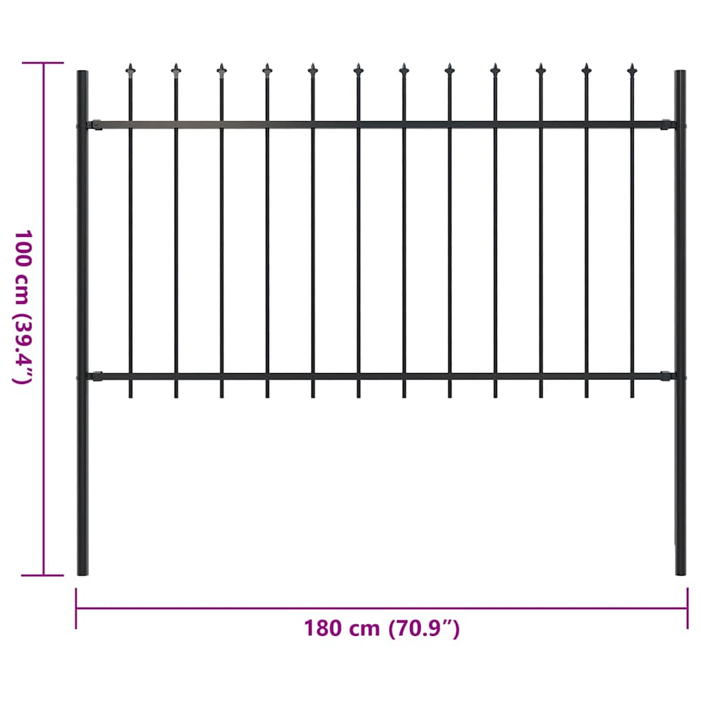 vidaXL Gard de grădină cu vârf tip suliță din oțel, 181x100 cm, negru vidaXL Gard de grădină cu vârf tip suliță din oțel, 181x100 cm, negru