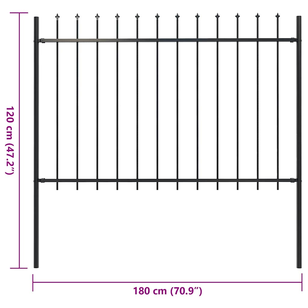 vidaXL Gard de grădină cu vârf tip suliță din oțel, 181x120 cm, negru vidaXL Gard de grădină cu vârf tip suliță din oțel, 181x120 cm, negru