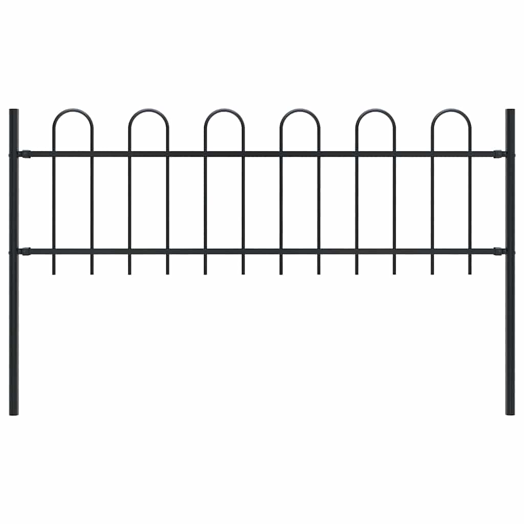 vidaXL Gard de grădină cu vârf curbat, negru, 1,8 m, oțel