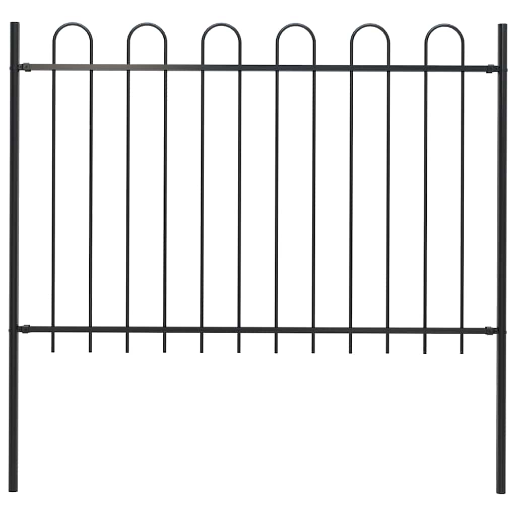vidaXL Gard de grădină cu vârf circular din oțel, 181x120 cm, negru