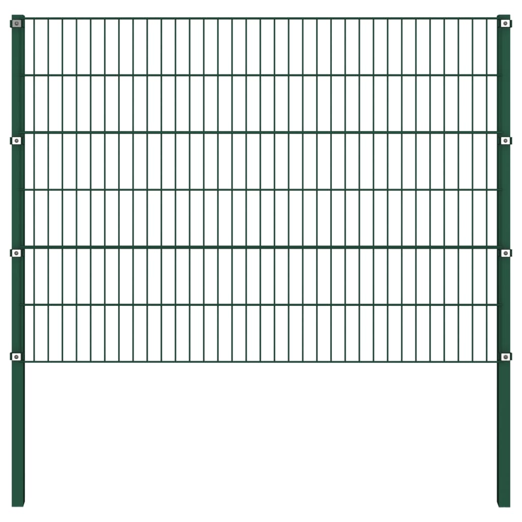 vidaXL Panou de gard cu stâlpi din fier, verde, 176,5x120 cm vidaXL Panou de gard cu stâlpi din fier, verde, 176,5x120 cm