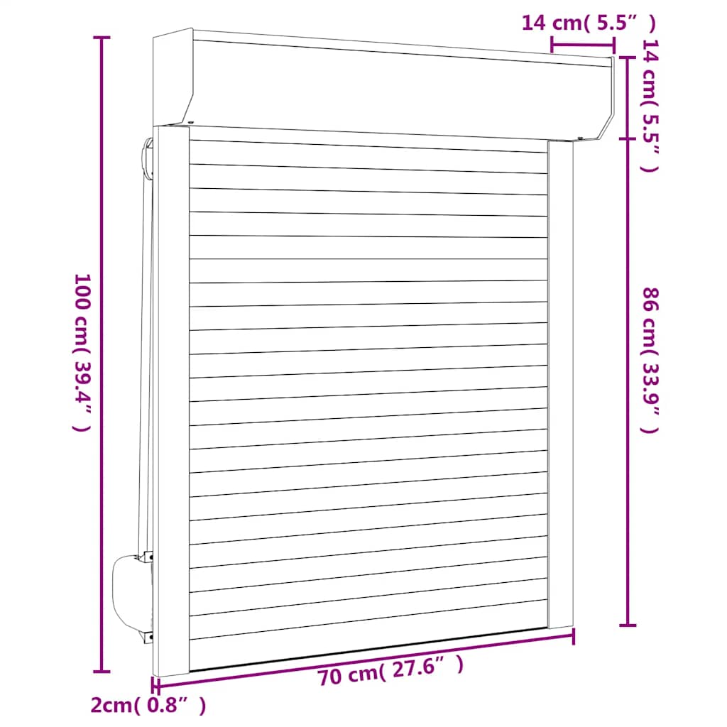 vidaXL Oblon rulant, alb, 70 x 100 cm, aluminiu vidaXL Oblon rulant, alb, 70 x 100 cm, aluminiu