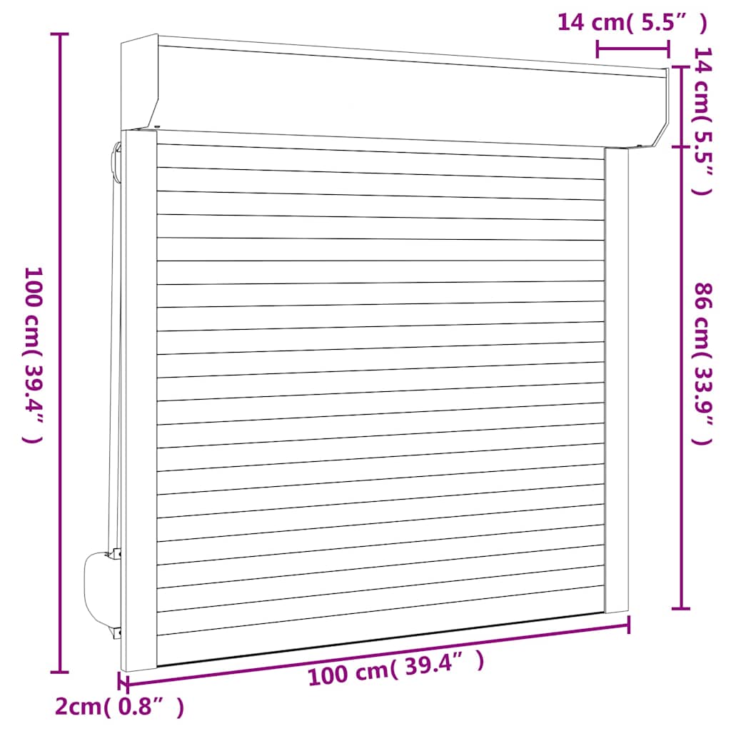 vidaXL Oblon rulant, alb, 100 x 100 cm, aluminiu vidaXL Oblon rulant, alb, 100 x 100 cm, aluminiu