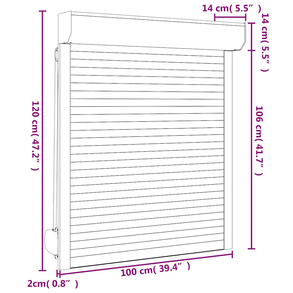 vidaXL Oblon rulant, alb, 100 x 120 cm, aluminiu vidaXL Oblon rulant, alb, 100 x 120 cm, aluminiu