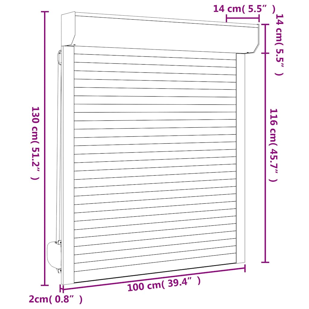 vidaXL Oblon rulant, alb, 100 x 130 cm, aluminiu vidaXL Oblon rulant, alb, 100 x 130 cm, aluminiu
