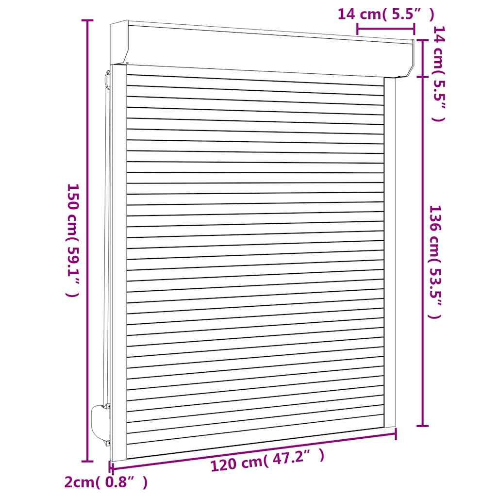 vidaXL Oblon rulant, alb, 120 x 150 cm, aluminiu vidaXL Oblon rulant, alb, 120 x 150 cm, aluminiu