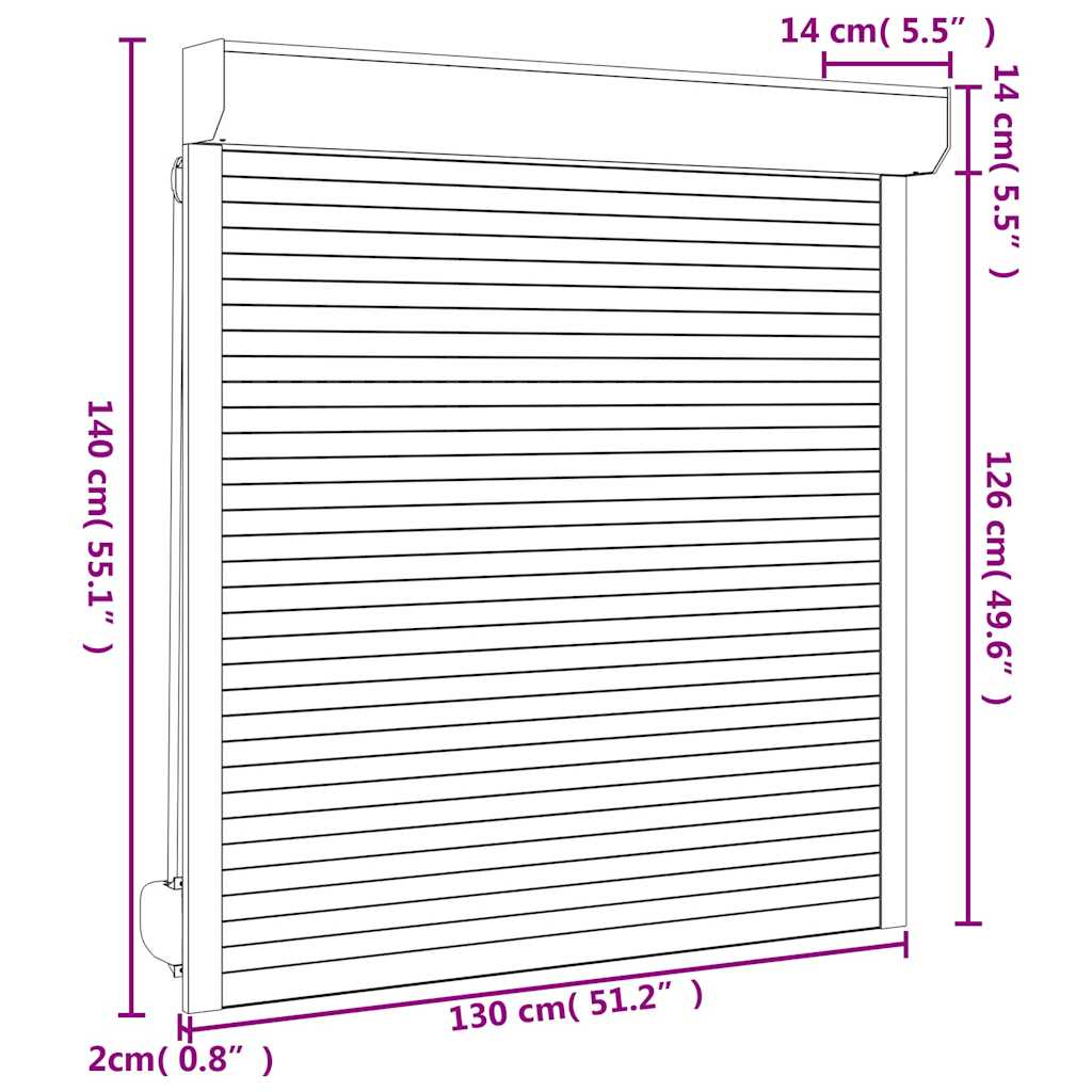 vidaXL Oblon rulant, alb, 130 x 140 cm, aluminiu vidaXL Oblon rulant, alb, 130 x 140 cm, aluminiu