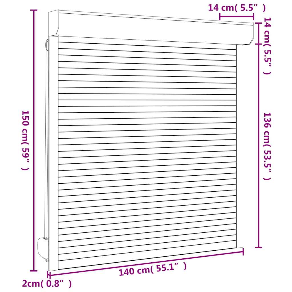 vidaXL Oblon rulant, alb, 140 x 150 cm, aluminiu vidaXL Oblon rulant, alb, 140 x 150 cm, aluminiu