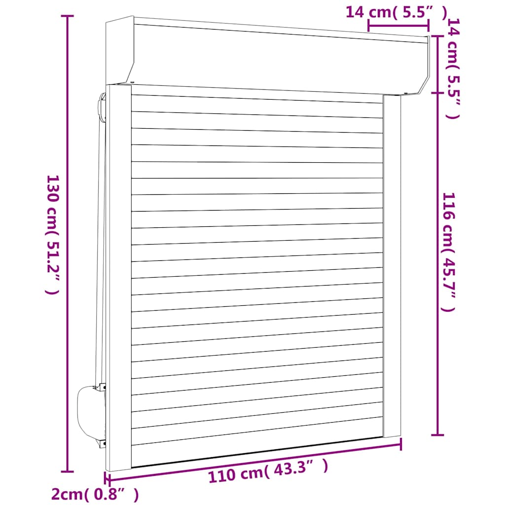 vidaXL Oblon rulant, antracit, 110 x 130 cm, aluminiu vidaXL Oblon rulant, antracit, 110 x 130 cm, aluminiu