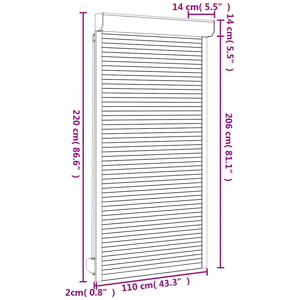 vidaXL Oblon rulant, antracit, 110 x 220 cm, aluminiu vidaXL Oblon rulant, antracit, 110 x 220 cm, aluminiu
