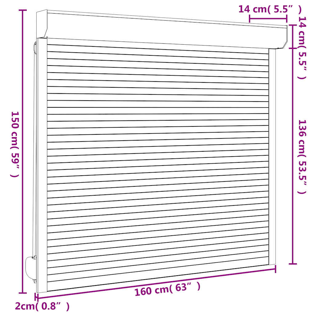vidaXL Oblon rulant, antracit, 160 x 150 cm, aluminiu vidaXL Oblon rulant, antracit, 160 x 150 cm, aluminiu