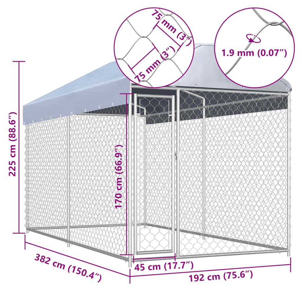 vidaXL Padoc de exterior cu prelată pentru câini, 382x192x225 cm vidaXL Padoc de exterior cu prelată pentru câini, 382x192x225 cm