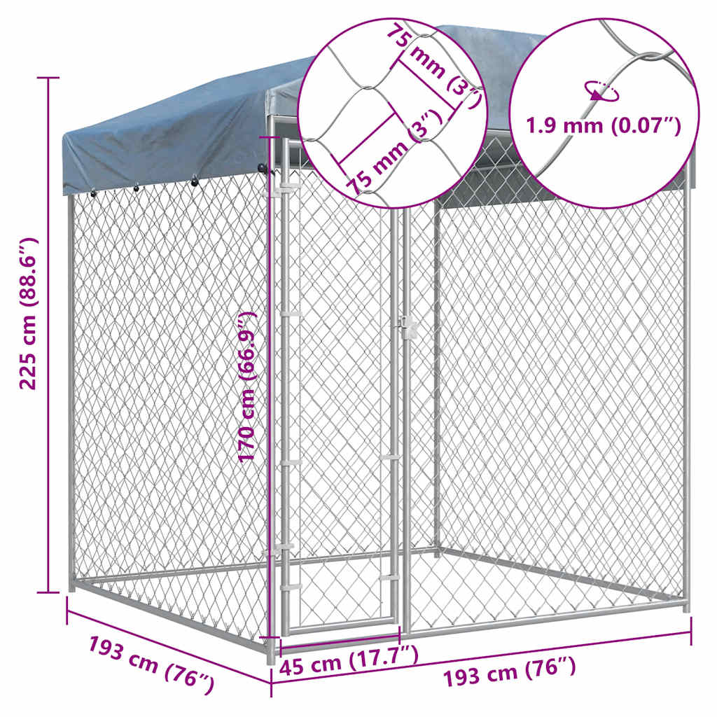 vidaXL Padoc de exterior cu prelată pentru câini, 193x193x225 cm vidaXL Padoc de exterior cu prelată pentru câini, 193x193x225 cm