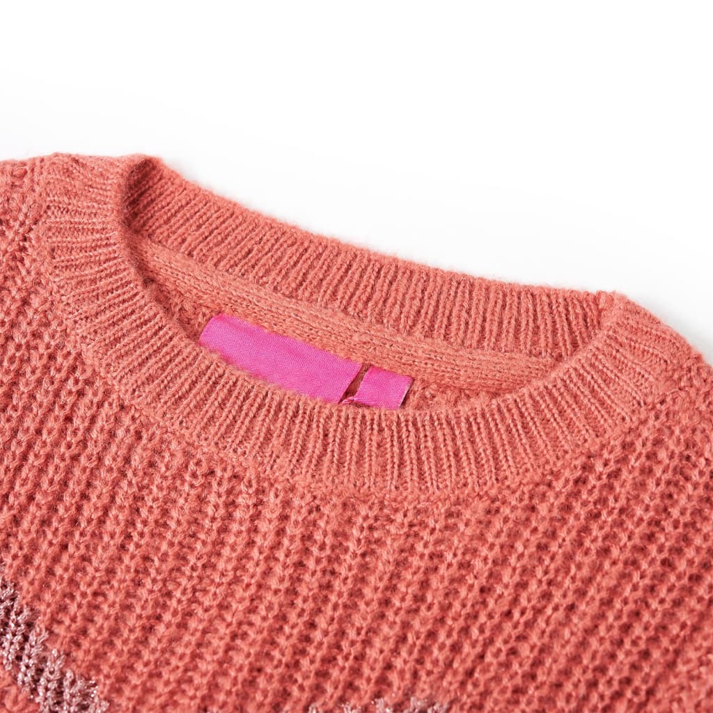 Pulover pentru copii tricotat, roz mediu, 128