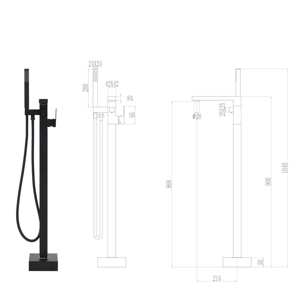 vidaXL Robinet de cadă independent, negru, 90 cm, oțel inoxidabil vidaXL Robinet de cadă independent, negru, 90 cm, oțel inoxidabil