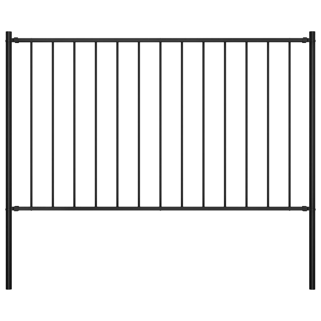 vidaXL Panou de gard cu stâlpi, negru, 1,7 x 1,25 m, oțel vidaXL Panou de gard cu stâlpi, negru, 1,7 x 1,25 m, oțel