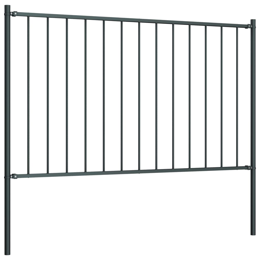 vidaXL Panou de gard cu stâlpi, oțel vopsit în câmp electrostatic, 1,81x1 m, antracit vidaXL Panou de gard cu stâlpi, oțel vopsit în câmp electrostatic, 1,81x1 m, antracit