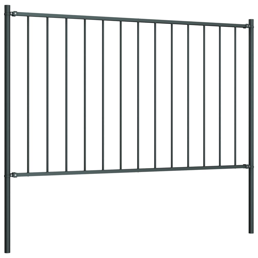vidaXL Panou de gard cu stâlpi, oțel vopsit în câmp electrostatic, 1,81x1,25 m, antracit vidaXL Panou de gard cu stâlpi, oțel vopsit în câmp electrostatic, 1,81x1,25 m, antracit