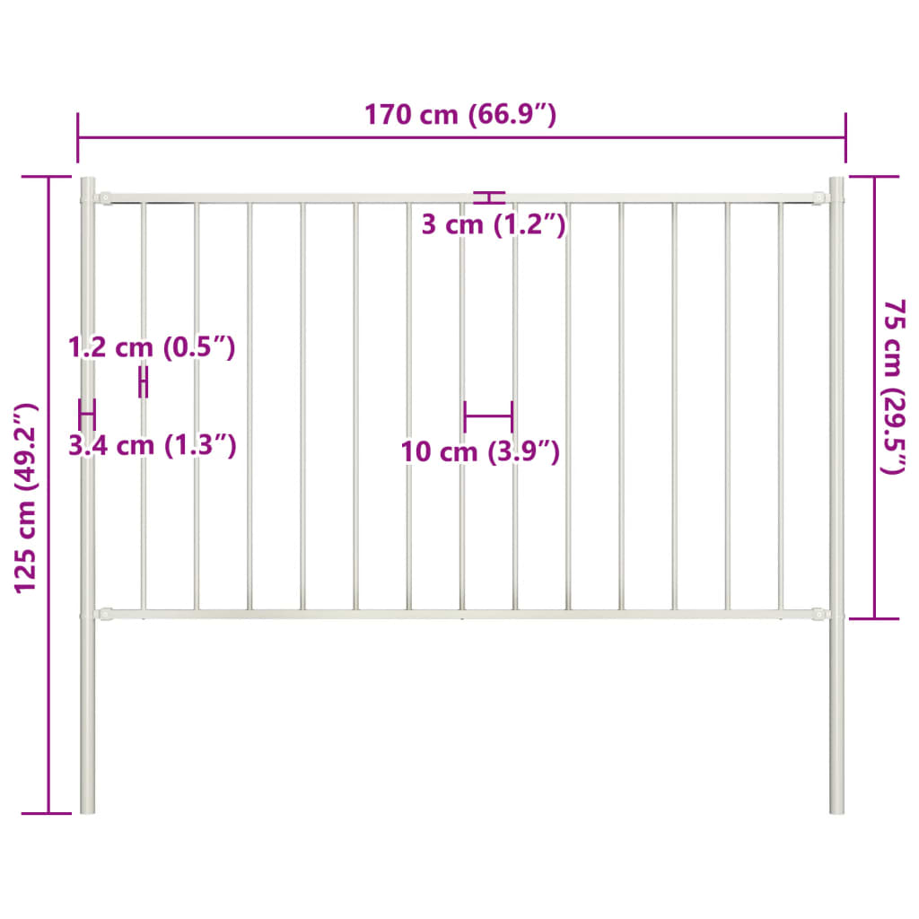 vidaXL Panou de gard cu stâlpi, oțel vopsit în câmp electrostatic, 1,81x0,75 m, alb vidaXL Panou de gard cu stâlpi, oțel vopsit în câmp electrostatic, 1,81x0,75 m, alb