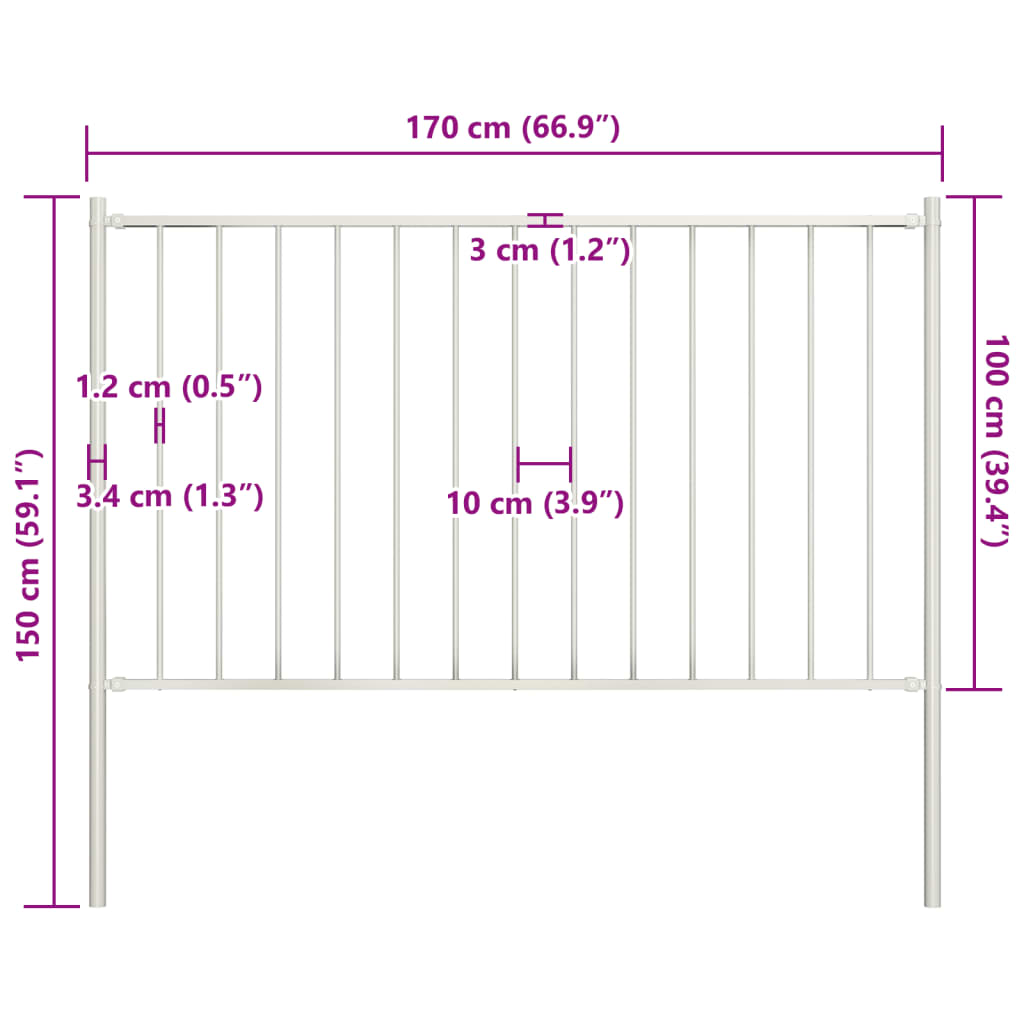vidaXL Panou de gard cu stâlpi, oțel vopsit în câmp electrostatic, 1,81x1 m, alb vidaXL Panou de gard cu stâlpi, oțel vopsit în câmp electrostatic, 1,81x1 m, alb