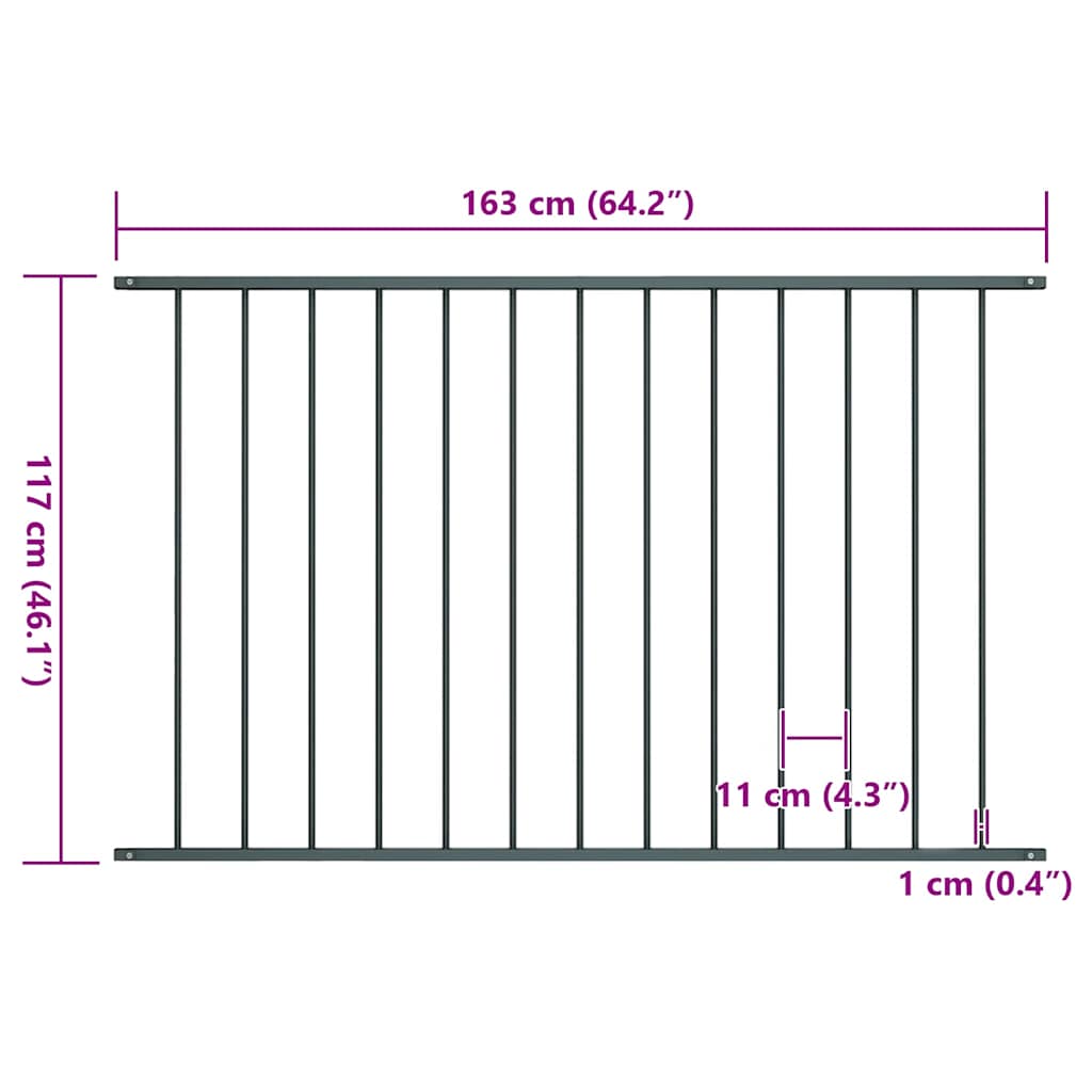 vidaXL Panou de gard din oțel vopsit în câmp electrostatic 1,7x1,25 m antracit vidaXL Panou de gard din oțel vopsit în câmp electrostatic 1,7x1,25 m antracit