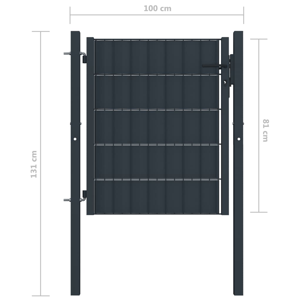 vidaXL Poartă de gard, antracit, 100x81 cm, PVC și oțel vidaXL Poartă de gard, antracit, 100x81 cm, PVC și oțel