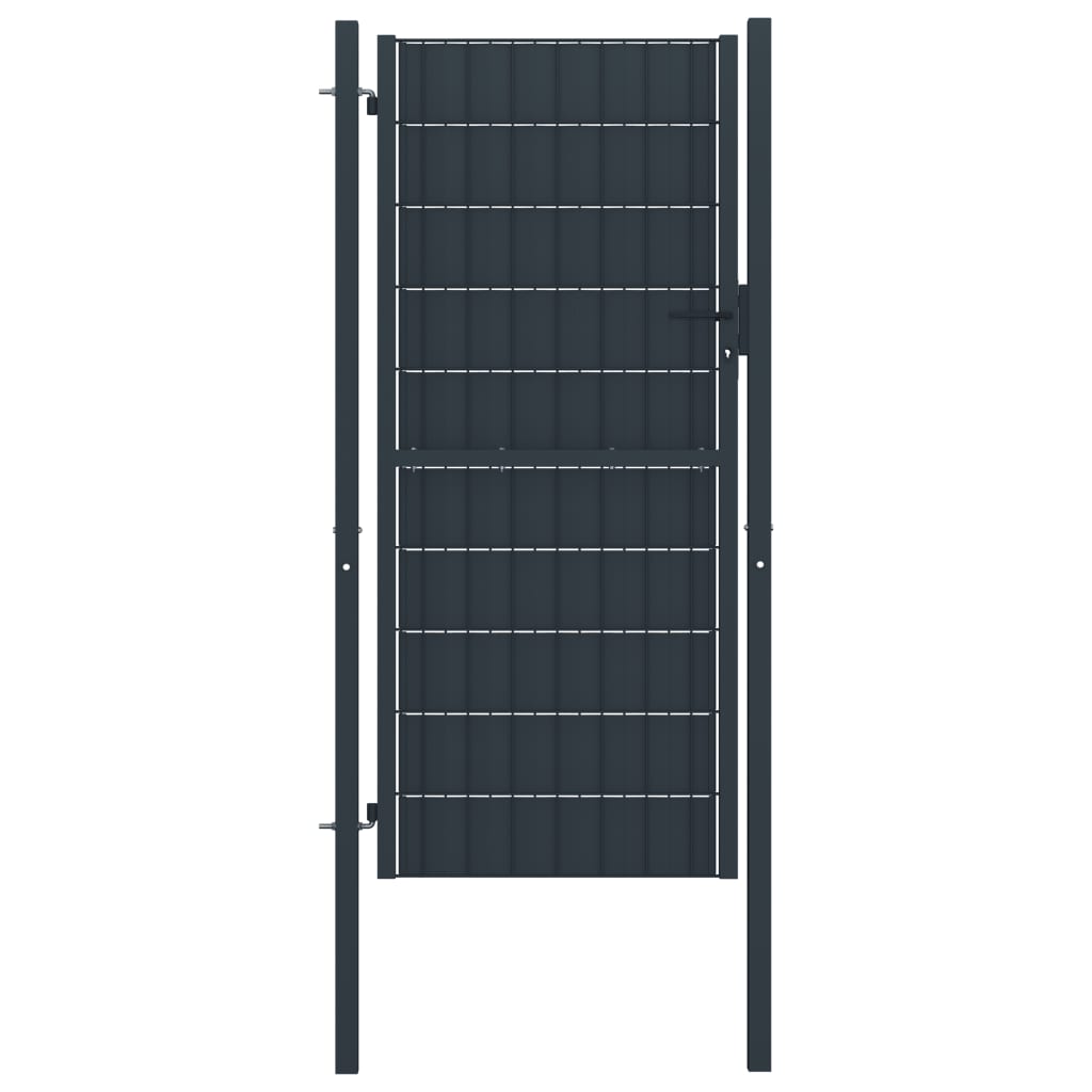 vidaXL Poartă de gard, antracit, 100x164 cm, PVC și oțel vidaXL Poartă de gard, antracit, 100x164 cm, PVC și oțel