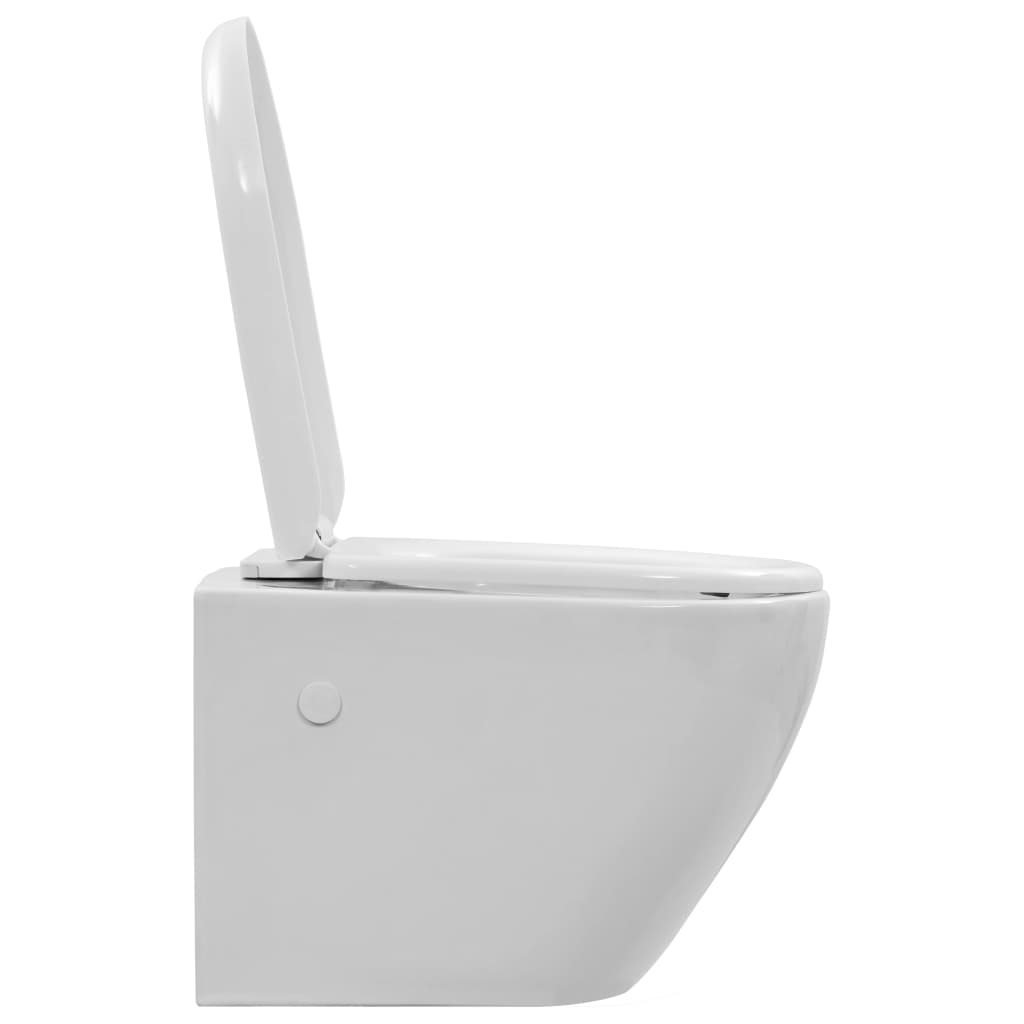 vidaXL Vas WC suspendat fără ramă, alb, ceramică vidaXL Vas WC suspendat fără ramă, alb, ceramică