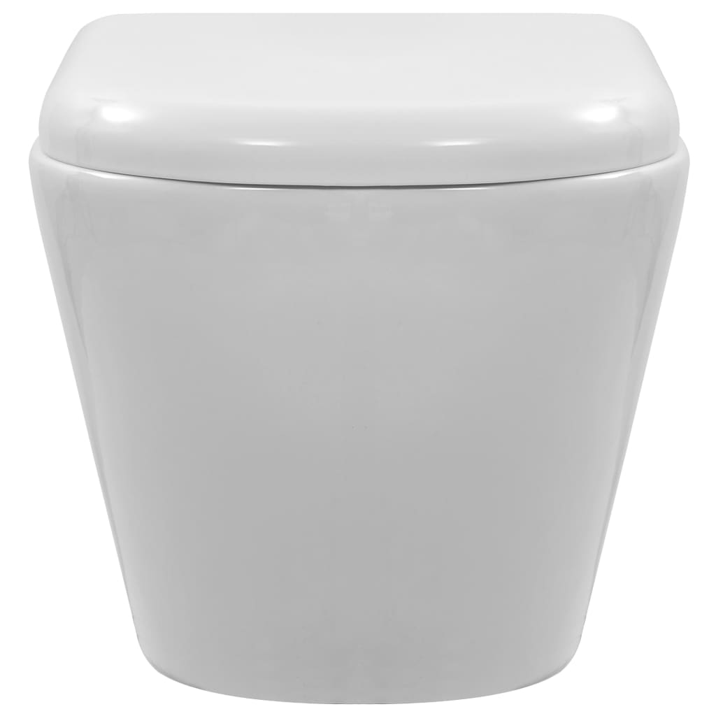 vidaXL Vas WC suspendat fără ramă, alb, ceramică vidaXL Vas WC suspendat fără ramă, alb, ceramică